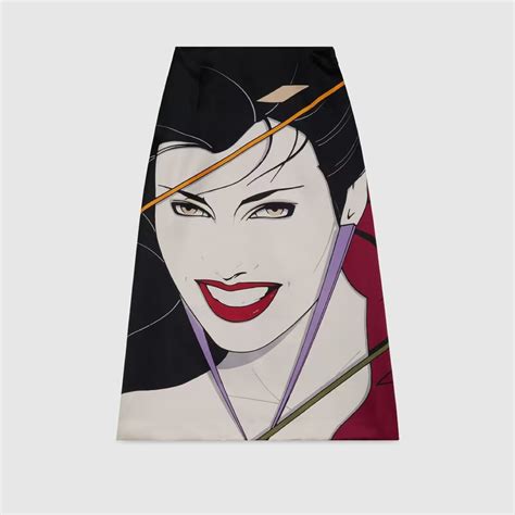 gucci patrick nagel|Gucci Duchesse silk Nagel print skirt.